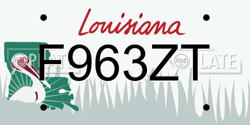 F963ZT Louisiana License Plate