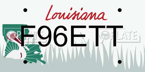 F96ETT Louisiana License Plate
