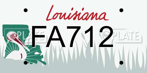 FA712 Louisiana License Plate