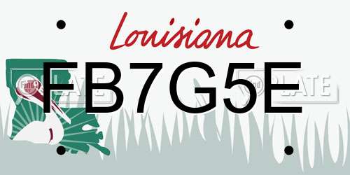 FB7G5E Louisiana License Plate