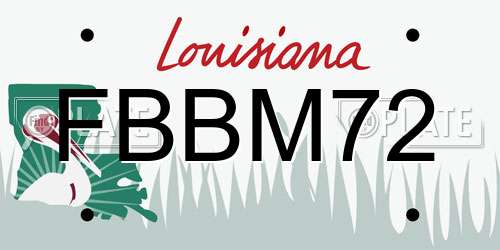 FBBM72 Louisiana License Plate