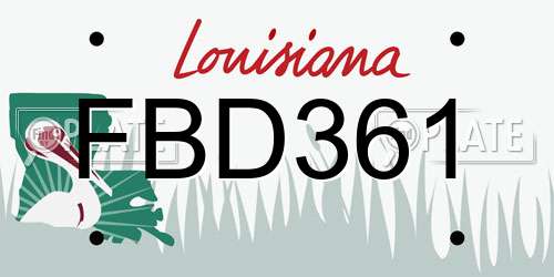 FBD361 Louisiana License Plate