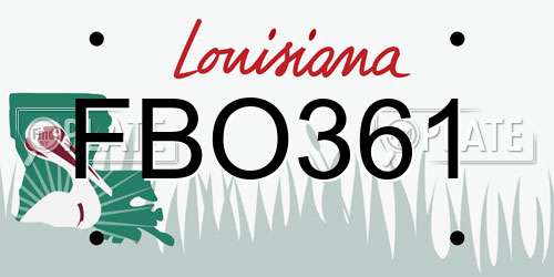 FBO361 Louisiana License Plate