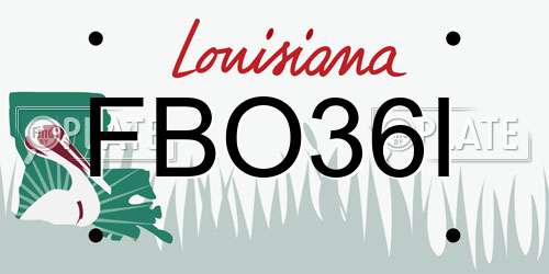 FBO36I Louisiana License Plate