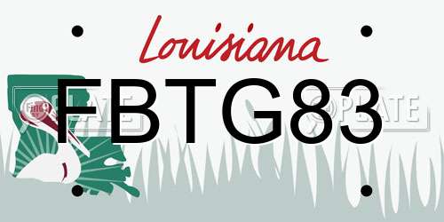 FBTG83 Louisiana License Plate
