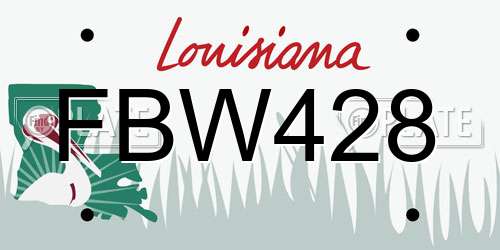FBW428 Louisiana License Plate