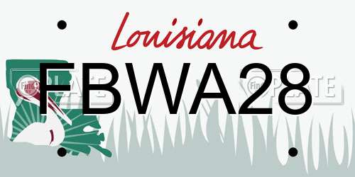 FBWA28 Louisiana License Plate