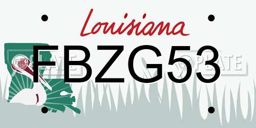 FBZG53 Louisiana License Plate