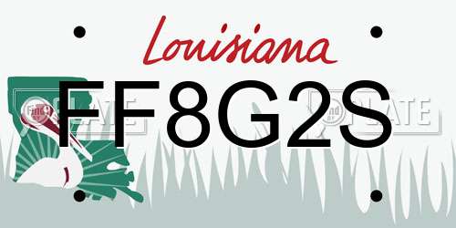 FF8G2S Louisiana License Plate
