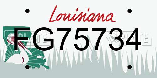 FG75734 Louisiana License Plate