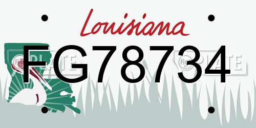 FG78734 Louisiana License Plate