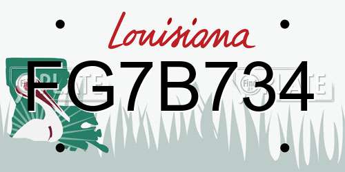 FG7B734 Louisiana License Plate