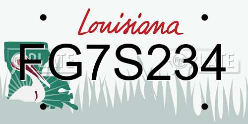FG7S234 Louisiana License Plate
