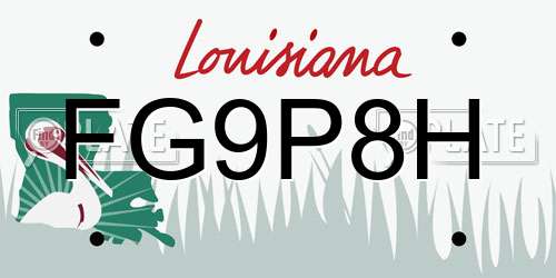 FG9P8H Louisiana License Plate
