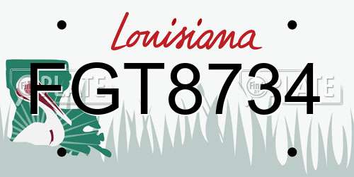 FGT8734 Louisiana License Plate