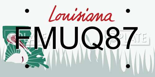 FMUQ87 Louisiana License Plate