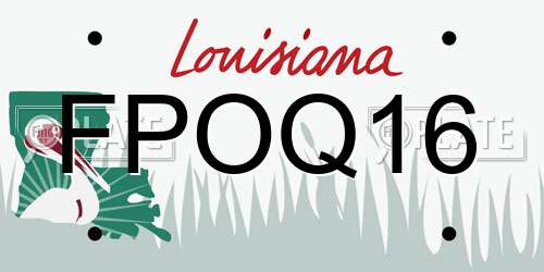FPOQ16 Louisiana License Plate