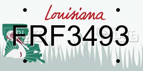 FRF3493 Louisiana License Plate