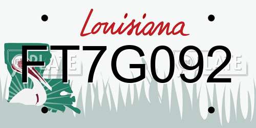 FT7G092 Louisiana License Plate