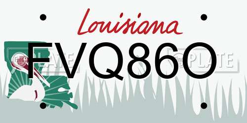 FVQ86O Louisiana License Plate