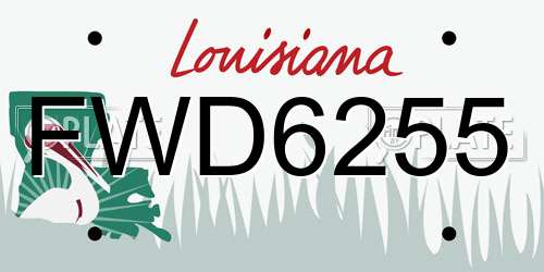 FWD6255 Louisiana License Plate