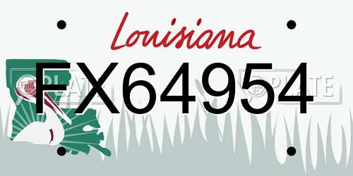 FX64954 Louisiana License Plate