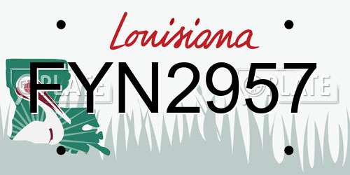 FYN2957 Louisiana License Plate