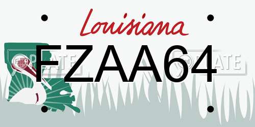 FZAA64 Louisiana License Plate