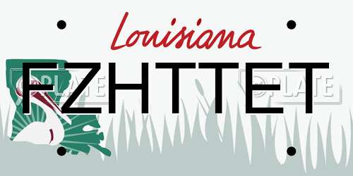 FZHTTET Louisiana License Plate