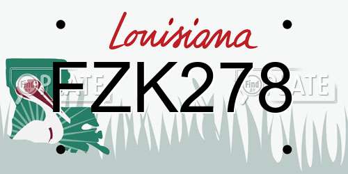 FZK278 Louisiana License Plate