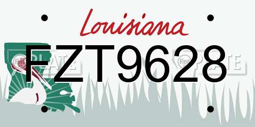 FZT9628 Louisiana License Plate