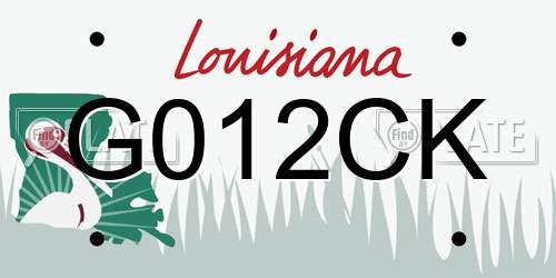 G012CK Louisiana License Plate