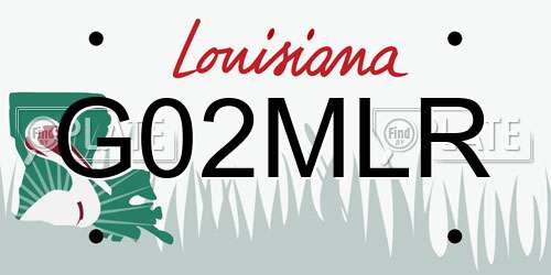 G02MLR Louisiana License Plate