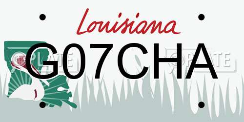 G07CHA Louisiana License Plate