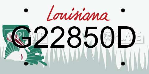 G22850D Louisiana License Plate