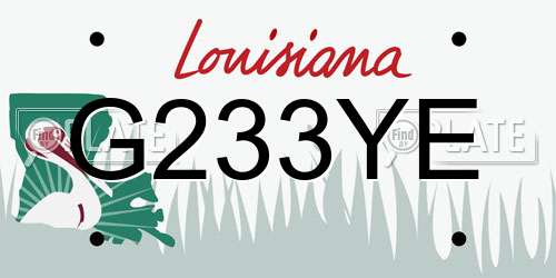 G233YE Louisiana License Plate