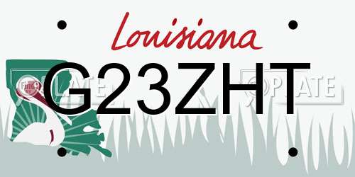 G23ZHT Louisiana License Plate