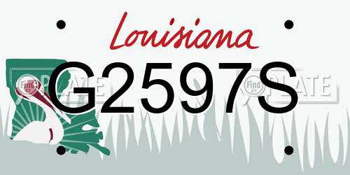 G2597S Louisiana License Plate