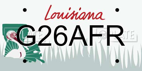 G26AFR Louisiana License Plate