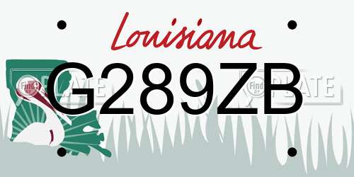 G289ZB Louisiana License Plate