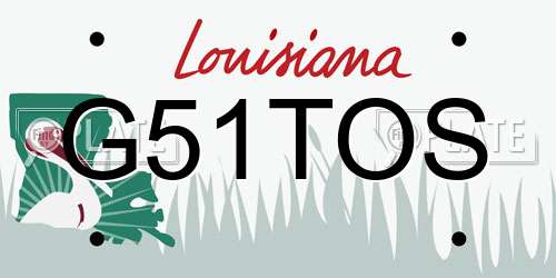 G51TOS Louisiana License Plate