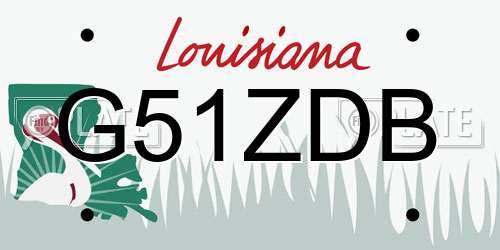 G51ZDB Louisiana License Plate