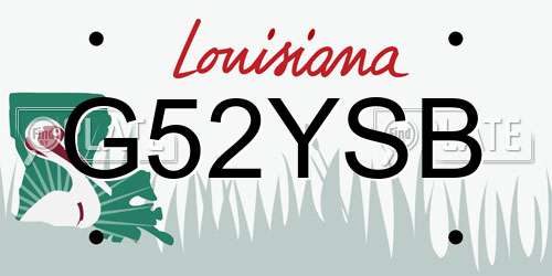G52YSB Louisiana License Plate