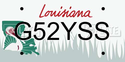G52YSS Louisiana License Plate