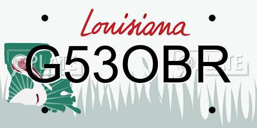 G53OBR Louisiana License Plate