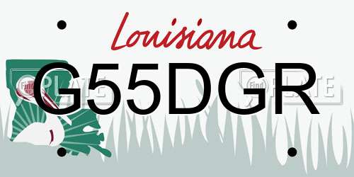 G55DGR Louisiana License Plate