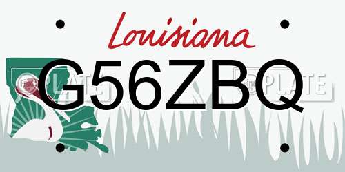 G56ZBQ Louisiana License Plate