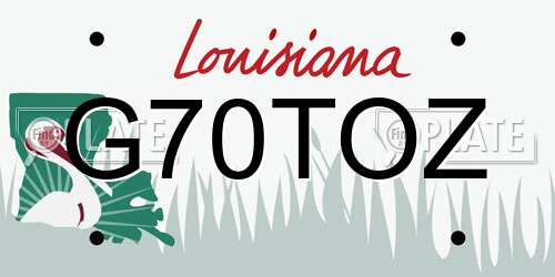 G70TOZ Louisiana License Plate