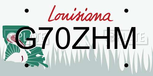 G70ZHM Louisiana License Plate