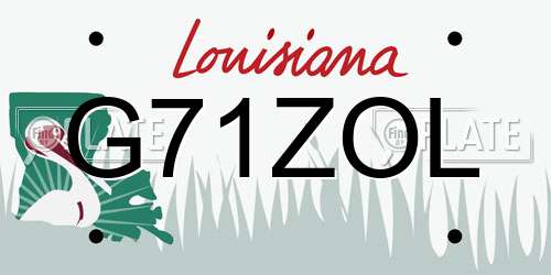 G71ZOL Louisiana License Plate